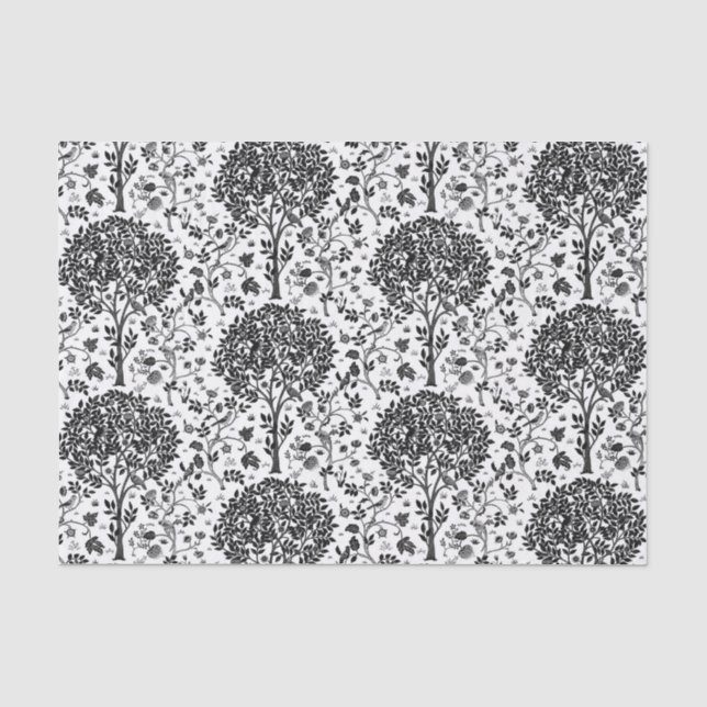 William Morris Tree of Life, Black & White Tissue Paper (Front)