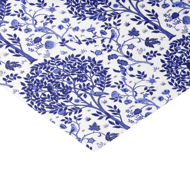 William Morris Tree of Life, Cobalt Blue and White Fabric | Zazzle