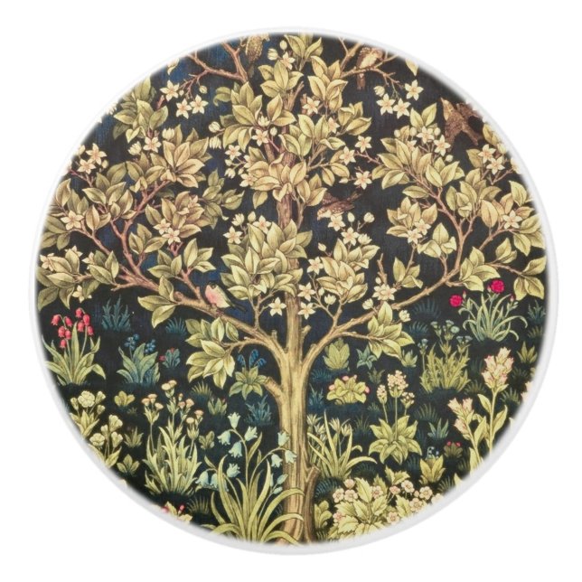William Morris Tree Of Life Floral Vintage Art Ceramic Knob (Front)