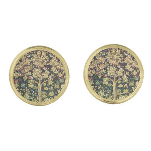 William Morris Tree Of Life Floral Vintage Art Cufflinks