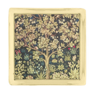 William Morris Tree Of Life Floral Vintage Art Gold Finish Lapel Pin