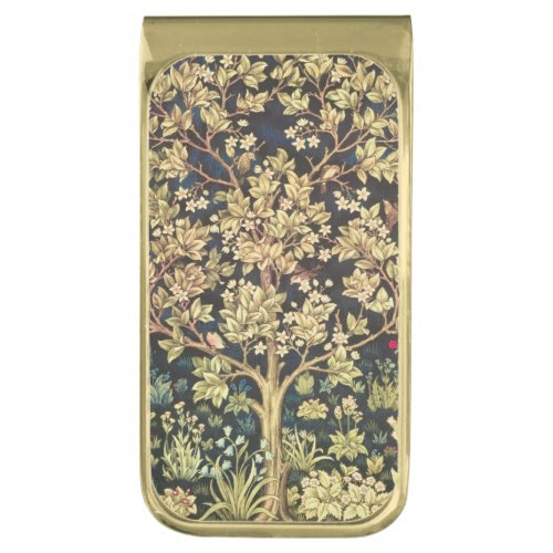 William Morris Tree Of Life Floral Vintage Art Gold Finish Money Clip