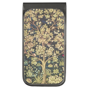 William Morris Tree Of Life Floral Vintage Art Gunmetal Finish Money Clip