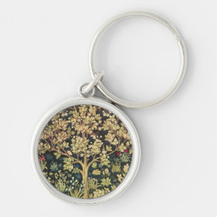 William Morris Tree Of Life Floral Vintage Art Keychain