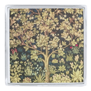 William Morris Tree Of Life Floral Vintage Art Silver Finish Lapel Pin