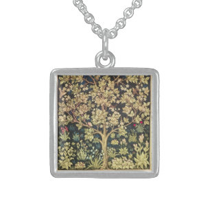 William Morris Tree Of Life Floral Vintage Art Sterling Silver Necklace