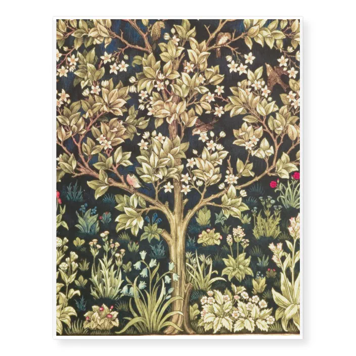 Removable Water-Activated Wallpaper Vintage Floral Bird Art William Morris 