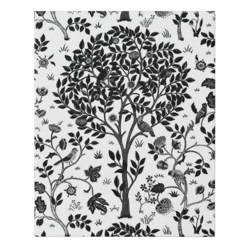 William Morris Tree of Life Pattern Black  White Faux Canvas Print