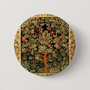 William Morris - Tree Of Life Pattern Button