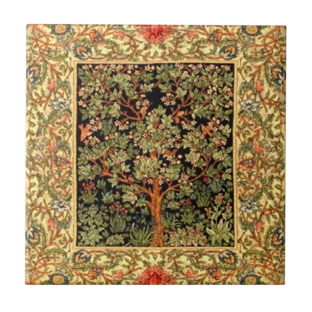 William Morris - Tree Of Life Pattern Ceramic Tile (Front)