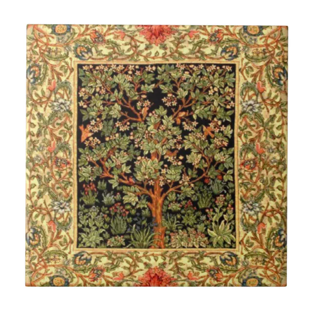 William Morris - Tree Of Life Pattern Ceramic Tile | Zazzle
