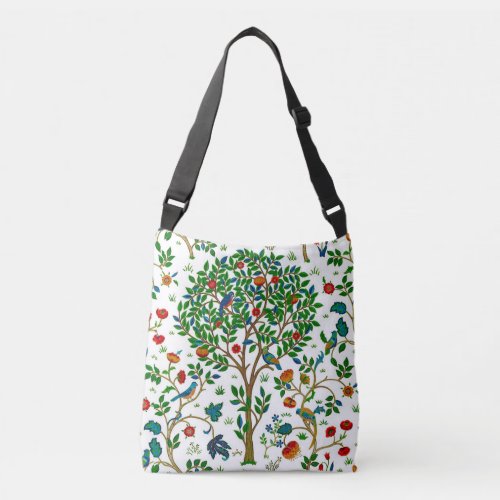 William Morris Tree of Life Pattern Green  Multi Crossbody Bag