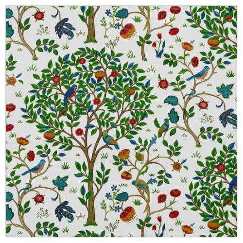 William Morris Tree of Life Pattern Green  Multi Fabric