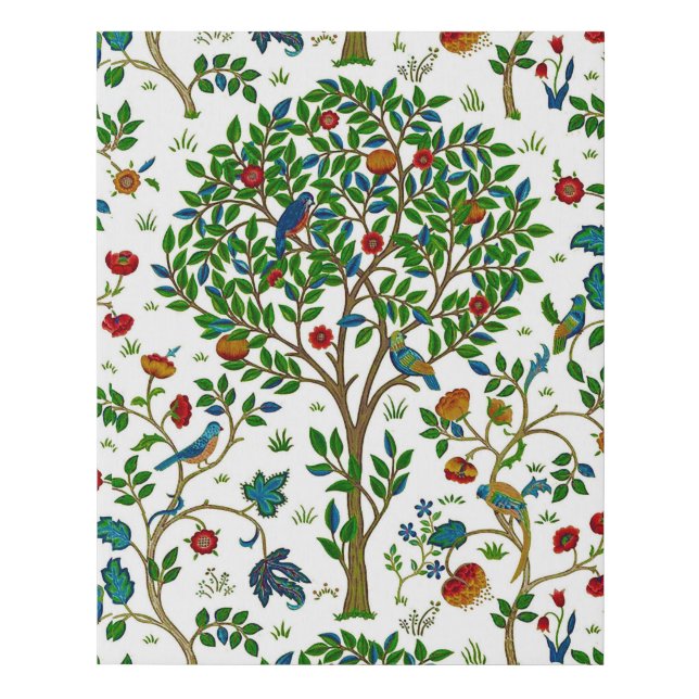 William Morris Tree of Life Pattern, Green & Multi Faux Canvas Print (Front)