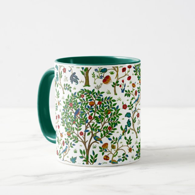 William Morris Tree of Life Pattern, Green & Multi Mug (Front Left)