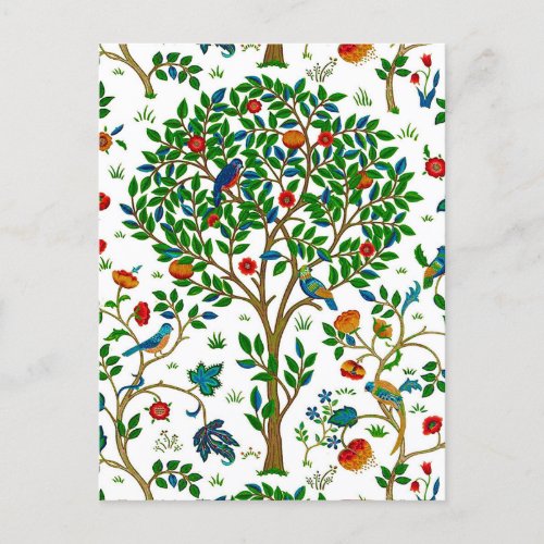 William Morris Tree of Life Pattern Green  Multi Postcard
