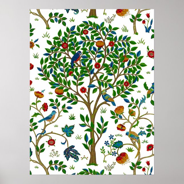 William Morris Tree of Life Pattern, Green & Multi Poster (Front)