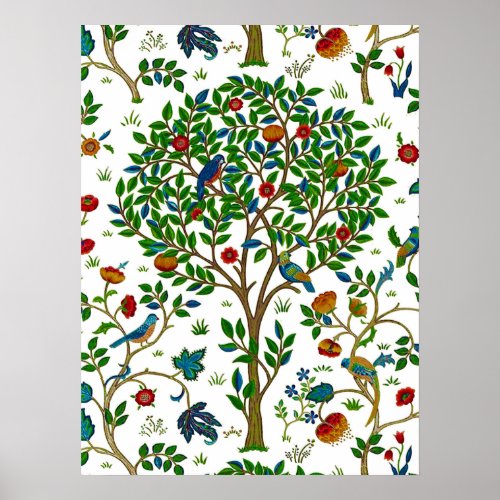 William Morris Tree of Life Pattern Green  Multi Poster