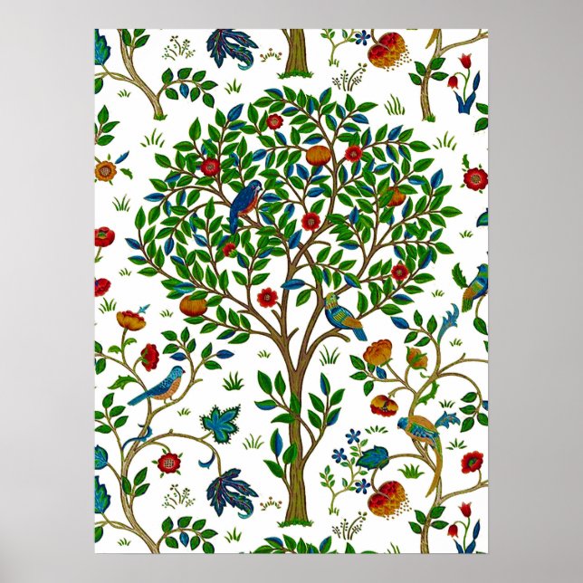 William Morris Tree of Life Pattern, Green & Multi Poster (Front)