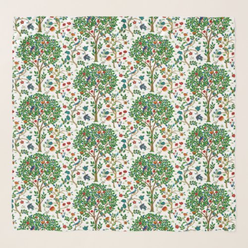 William Morris Tree of Life Pattern Green  Multi Scarf
