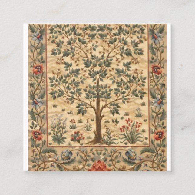 William Morris Tree Of Life Square Business Card (Front)