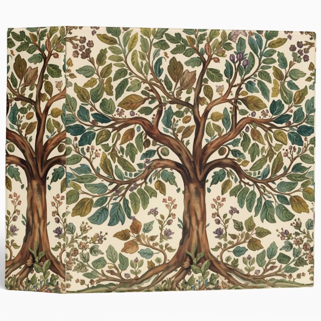 William Morris Tree Of Life Vintage Pre-Raphaelite 3 Ring Binder (Front/Spine)