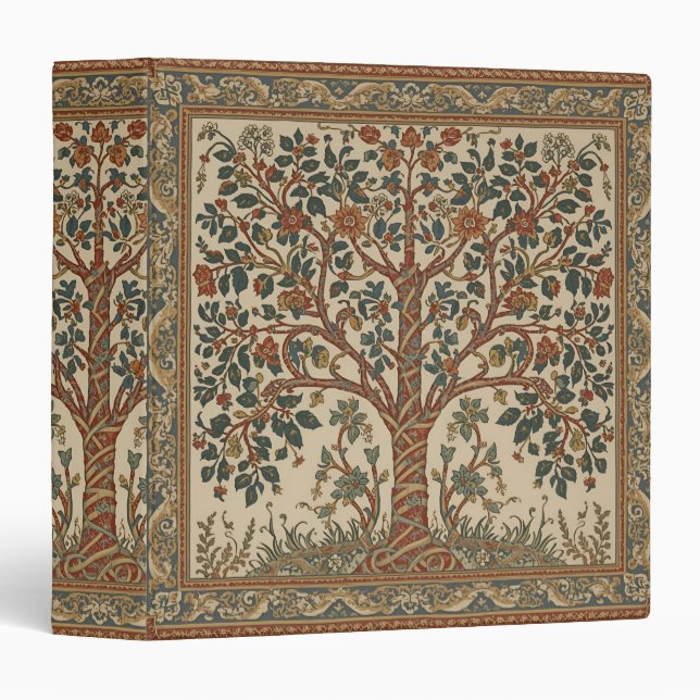 William Morris Tree Of Life Vintage Pre-Raphaelite 3 Ring Binder (Front/Spine)