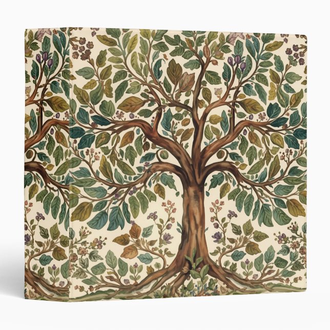William Morris Tree Of Life Vintage Pre-Raphaelite 3 Ring Binder (Front/Spine)