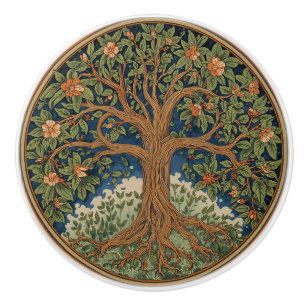 William Morris Tree Of Life Vintage Pre-Raphaelite Ceramic Knob