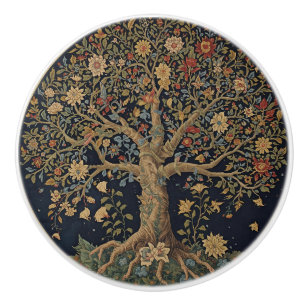 William Morris Tree Of Life Vintage Pre-Raphaelite Ceramic Knob
