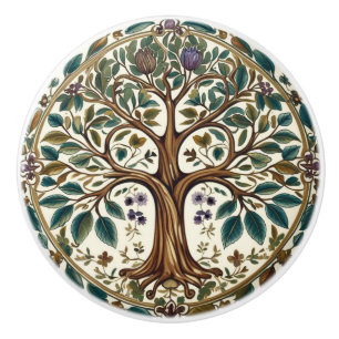 William Morris Tree Of Life Vintage Pre-Raphaelite Ceramic Knob