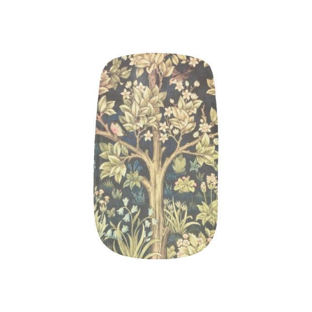 William Morris Tree Of Life Vintage Pre-Raphaelite Minx Nail Wraps (Left Thumb)