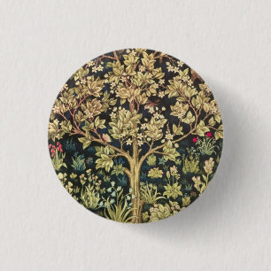 William Morris Tree Of Life Vintage Pre-Raphaelite Pinback Button