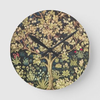 William Morris Tree Of Life Vintage Pre-raphaelite Round Clock by artfoxx at Zazzle