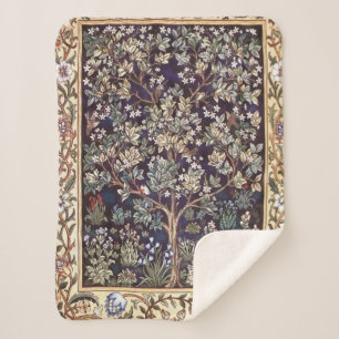 William Morris Tree Of Life Vintage Pre-Raphaelite Sherpa Blanket