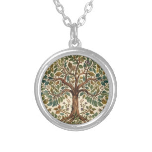 William Morris Tree Of Life Vintage Pre-Raphaelite Silver Plated Necklace