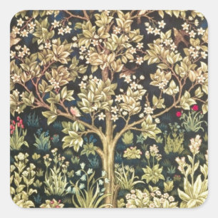 William Morris Tree Of Life Vintage Pre-Raphaelite Square Sticker