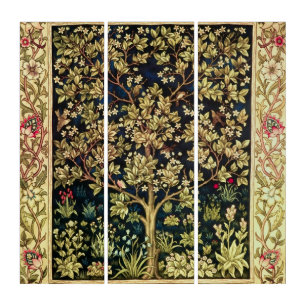 William Morris Tree Of Life Vintage Pre-Raphaelite Triptych