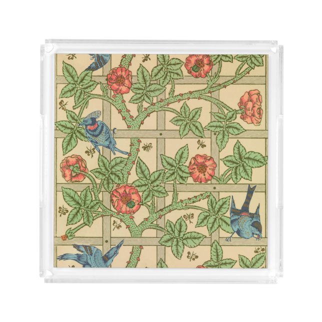 William Morris Trellis Classic Wallpaper Design  Acrylic Tray (Front)