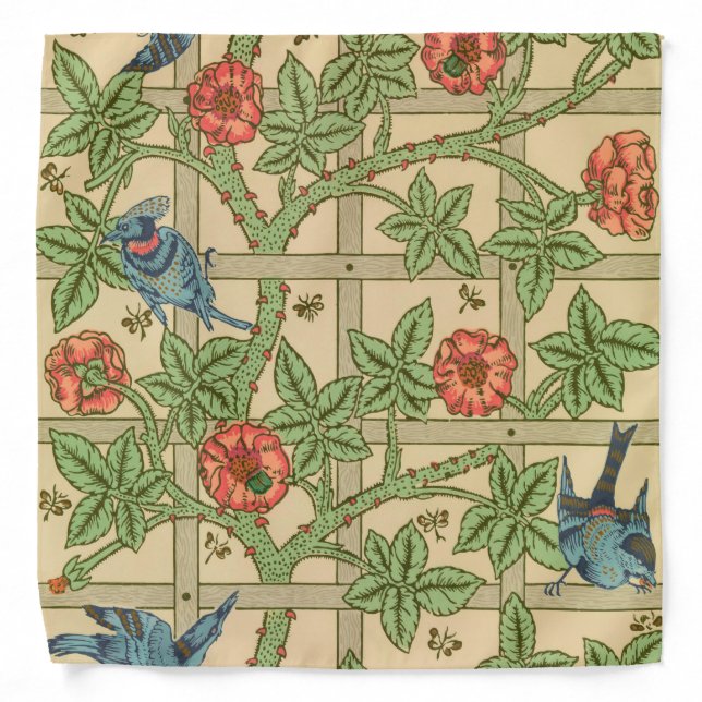 William Morris Trellis Classic Wallpaper Design  Bandana (Front)
