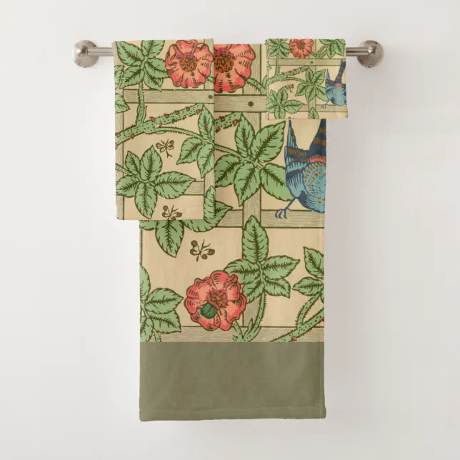 William Morris Trellis Classic Wallpaper Design Bath Towel Set | Zazzle