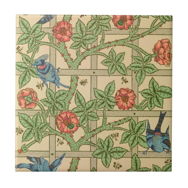 William Morris Trellis Classic Wallpaper Design  Ceramic Tile (Front)