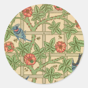 William Morris Trellis Classic Wallpaper Design Classic Round Sticker