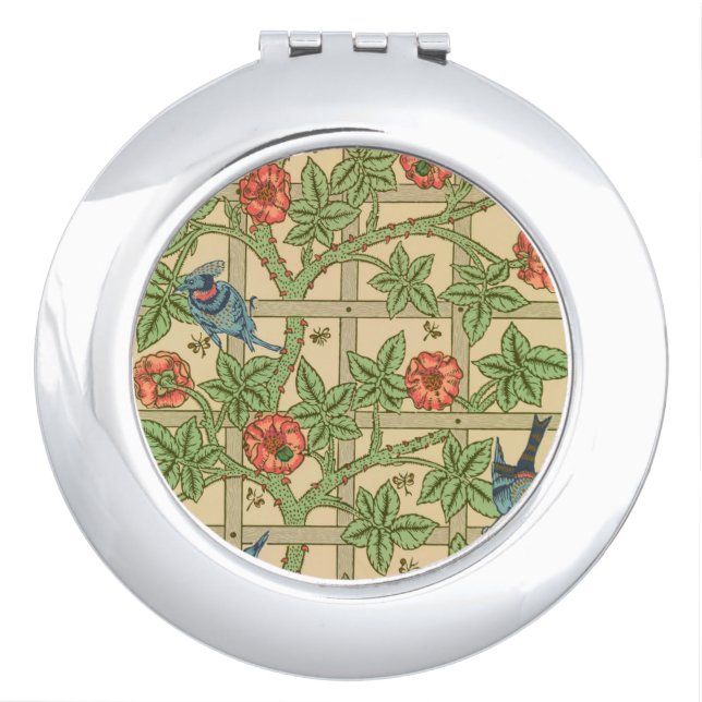 William Morris Trellis Classic Wallpaper Design  Compact Mirror (Front)