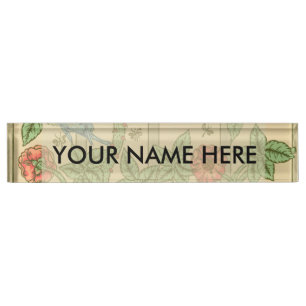 William Morris Trellis Classic Wallpaper Design Desk Name Plate