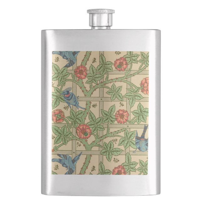 William Morris Trellis Classic Wallpaper Design  Flask (Front)