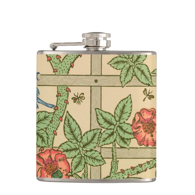William Morris Trellis Classic Wallpaper Design  Flask (Front)