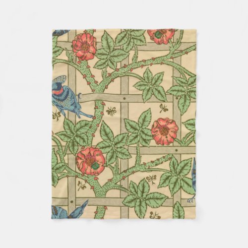 William Morris Trellis Classic Wallpaper Design  Fleece Blanket