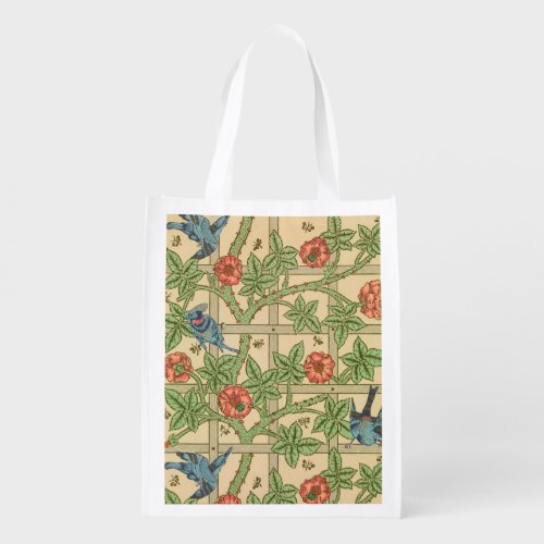 William Morris Trellis Classic Wallpaper Design  Grocery Bag