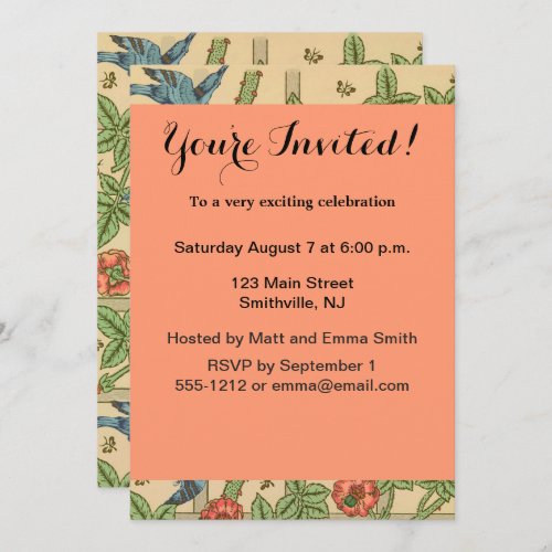 William Morris Trellis Classic Wallpaper Design  Invitation